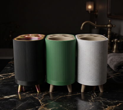 Nordic Ribbed Toothbrush & Toothpaste Holder | 5-Slot Bathroom Countertop Organizer