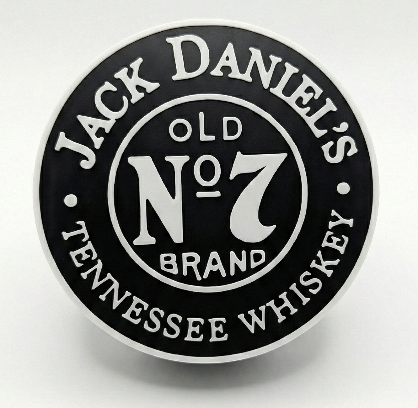 Jack Daniel's Theme Mini-Bar Round Coasters — Set of 4 With Vertical Display Stand